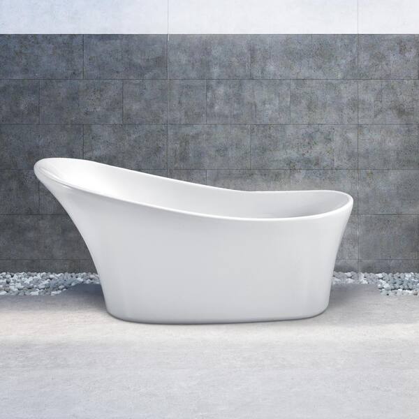 62.6 in. Acrylic Flatbottom Non-Whirlpool Bathtub in Glossy White