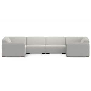 Rex 114 inch Straight Arm Tightly Woven Performance Fabric U-Shaped Modular Sectional Sofa in. Pale Grey