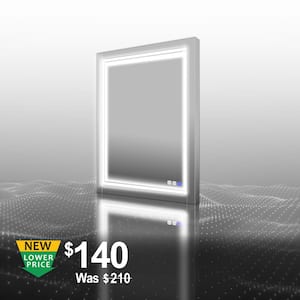 24 in. W x 32 in. H Medium Rectangular Frameless Anti-Fog 3 Color Lighted Wall LED Bathroom Vanity Mirror in Silver