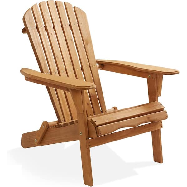 Folding Wooden Adirondack Lounger Chair with Natural Finish