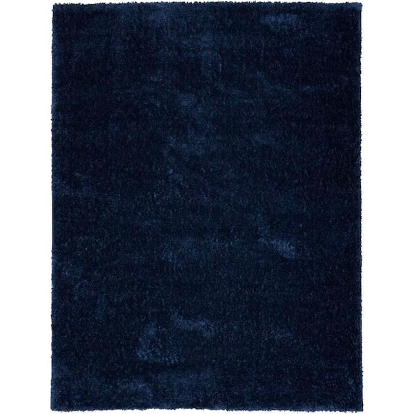 Nourison Pacific Shag Navy 5 ft. x 7 ft. Solid Contemporary Area Rug