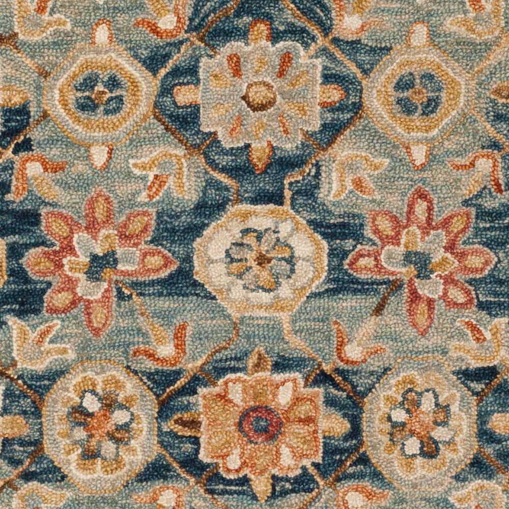 Handmade Gray Floral Tufted Wool Square Area Rug