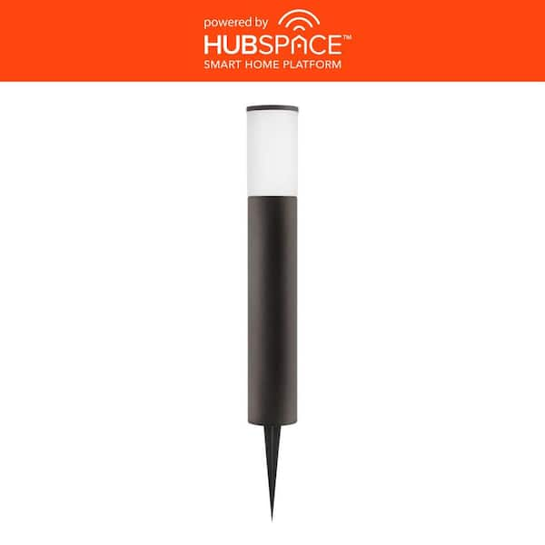 Hartford 399 Lumen 20 in. LED Low Voltage Millennium Black Hardwired Smart Outdoor Bollard Light Powered by Hubspace