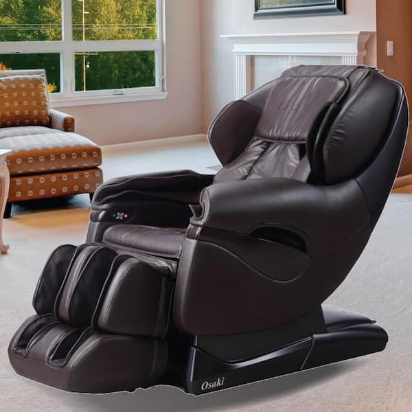 Faux Leather Reclining Massage Chair, Osaki Brown Faux Leather Reclining Massage Chair By Titanium