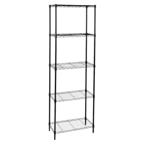 5-Tier Steel Wire Shelving Unit in Black 24 in. W x 72 in. H x 10 in. D