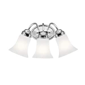 Independence 18 in. 3-Light Chrome Transitional Bathroom Vanity Light with Satin Etched Cased Opal Glass