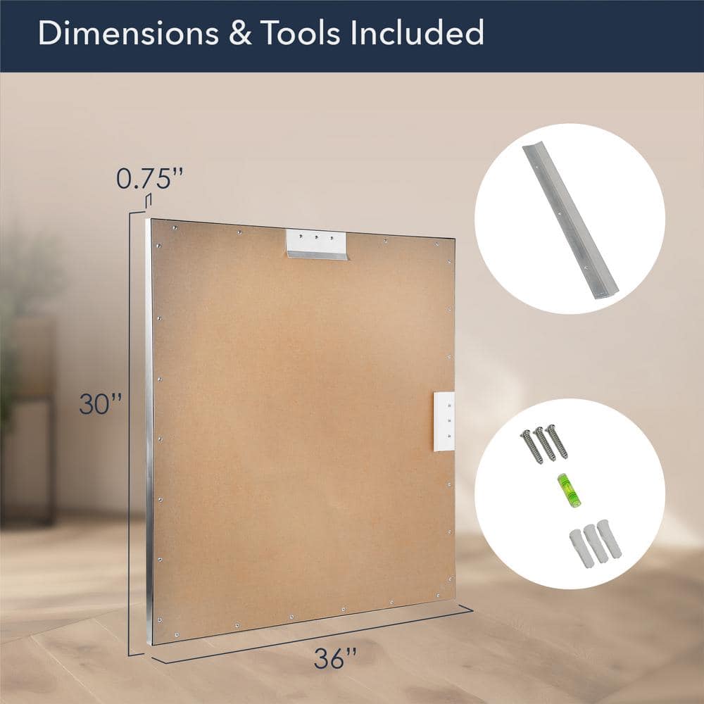 Sleek Brushed Nickel Rectangular Vanity Wall Mirror - 30 x 36