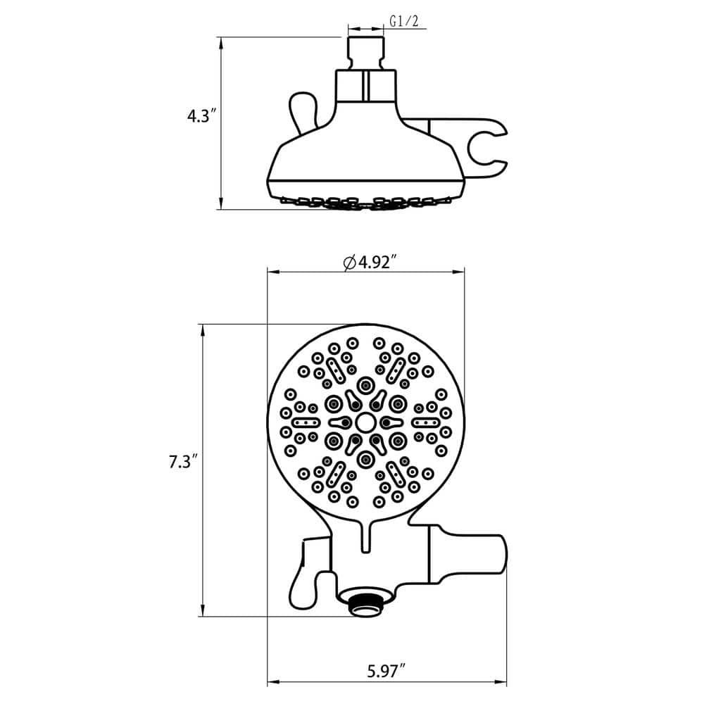Brushed Nickel 5-Spray Dual Shower Head with Handheld