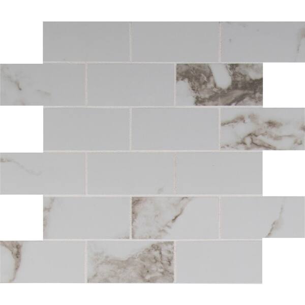 MSI Statuario 12 in. x 12 in. x 10 mm Polished Porcelain Mosaic Tile (8 sq. ft. / case)