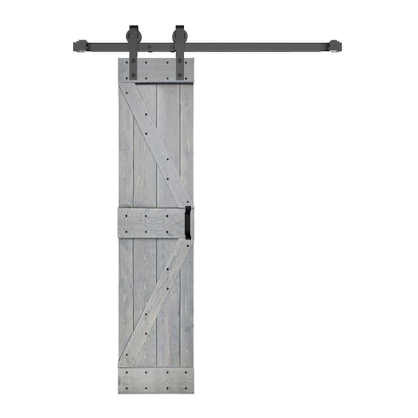 ISLIFE K Style 24 in. x 84 in. French Gray Finished Soild Wood Sliding ...