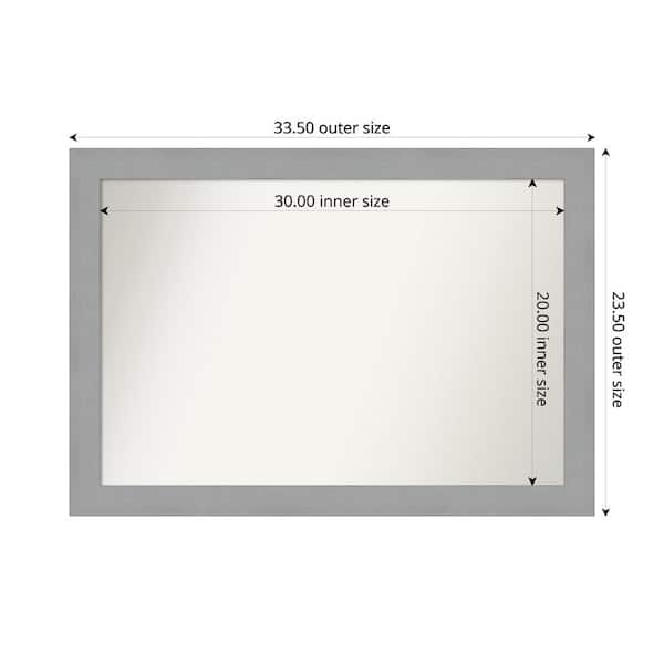 Amanti Art Brushed Nickel 33.5 in. x 23.5 in. Custom Non-Beveled Recycled Polystyrene Framed Bathroom Vanity Wall Mirror