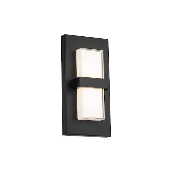 WAC Lighting Bandeau Black Indoor/Outdoor Hardwired Coach Sconce with Color Selectable Integrated LED