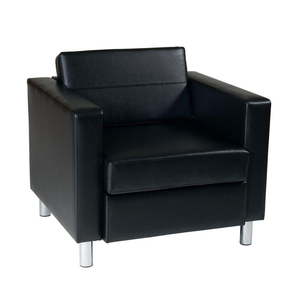 OSP Home Furnishings Pacific Black Faux Leather Arm Chair PAC51-V18 ...