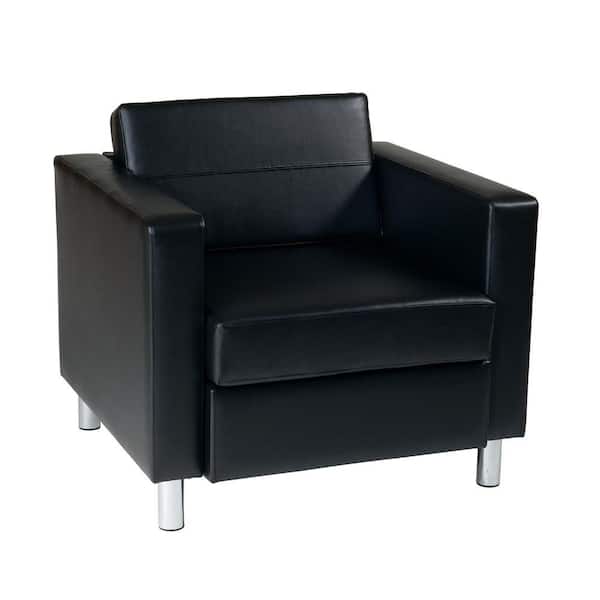 OSP Home Furnishings Pacific Black Faux Leather Arm Chair