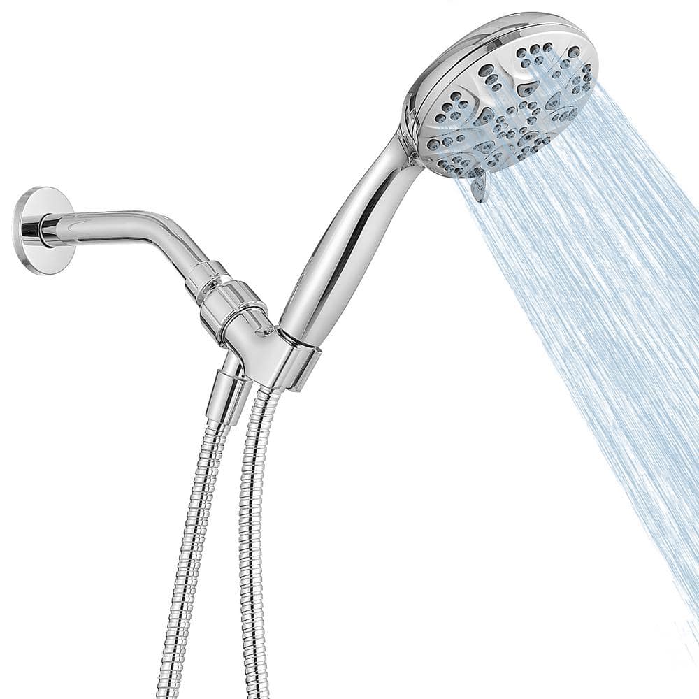 BWE 6Spray 4.3 in. Wall Mount Handheld Shower Head 1.8 GPM Extra Long