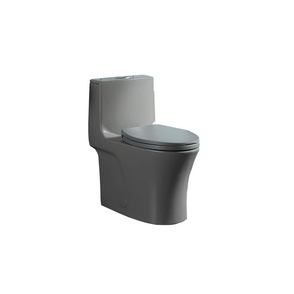 EAKYHOM Power Flush 1-Piece 1.1/1.6 GPF Dual Flush Elongated Toilet in  Light Gray, Slow-Close Seat Included ETWS2302LG-BT - The Home Depot