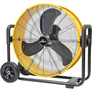 24 in. 3 Fan Speeds Heavy Duty High Velocity Barrel Floor Drum with DC Brushless Motor, Yellow