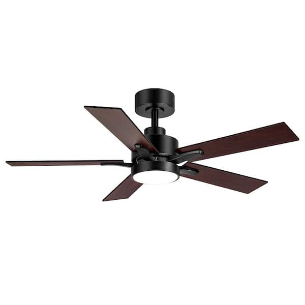Breezary Charlie 42 in. Integrated LED Indoor Black Ceiling Fans with Light and Remote Control Included
