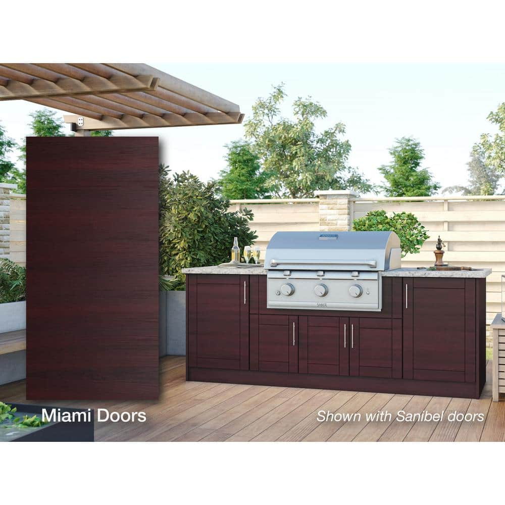 Weatherstrong Miami Mahogany 14 Piece 91 25 In X 34 5 In X 28 5 In Outdoor Kitchen Cabinet Island Set Wse90i Mmh The Home Depot