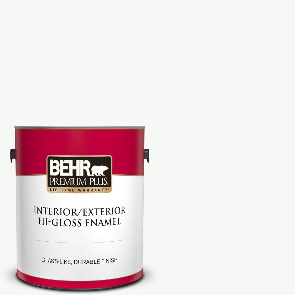 Behr Premium Plus 1 Gal Pr W15 Ultra Pure White Hi Gloss Enamel Interior Exterior Paint 805001 The Home Depot