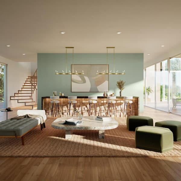 Erzo 50 in. 10-Light Natural Brass Mid-Century Modern Candle Linear Chandelier for Dining Room