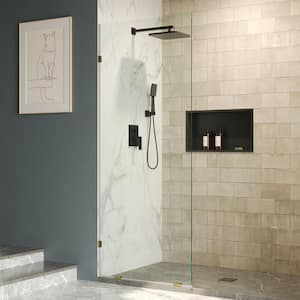 32 in. W x 78 in. H Frameless Fixed Single Panel Shower Door in Brushed Gold with 3/8 in. (10mm) Clear Glass