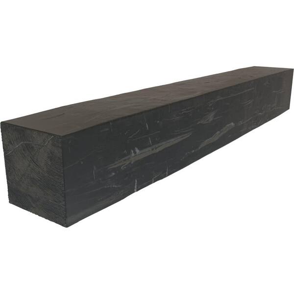 Ekena Millwork 8 in. x 8 in. x 4 ft. Polyurethane Hand Hewn Faux Wood Fireplace Mantel Cap-Shelf