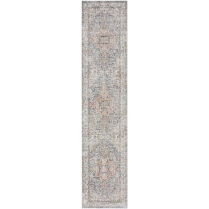 Astra Machine Washable Denim Multicolor 2 ft. x 10 ft. Distressed Traditional Runner Area Rug