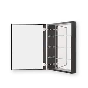 Flicker 23 in. W x 30 in. H Rectangular Aluminum or Surface-Mount Beveled Medicine Cabinet with Mirror in Matte Black