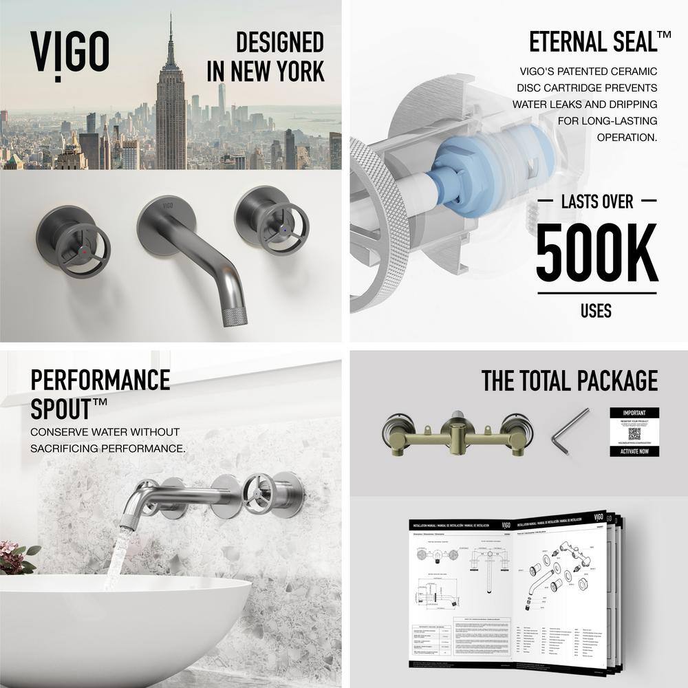Cass Brushed Nickel Wall Mount Bathroom Faucet