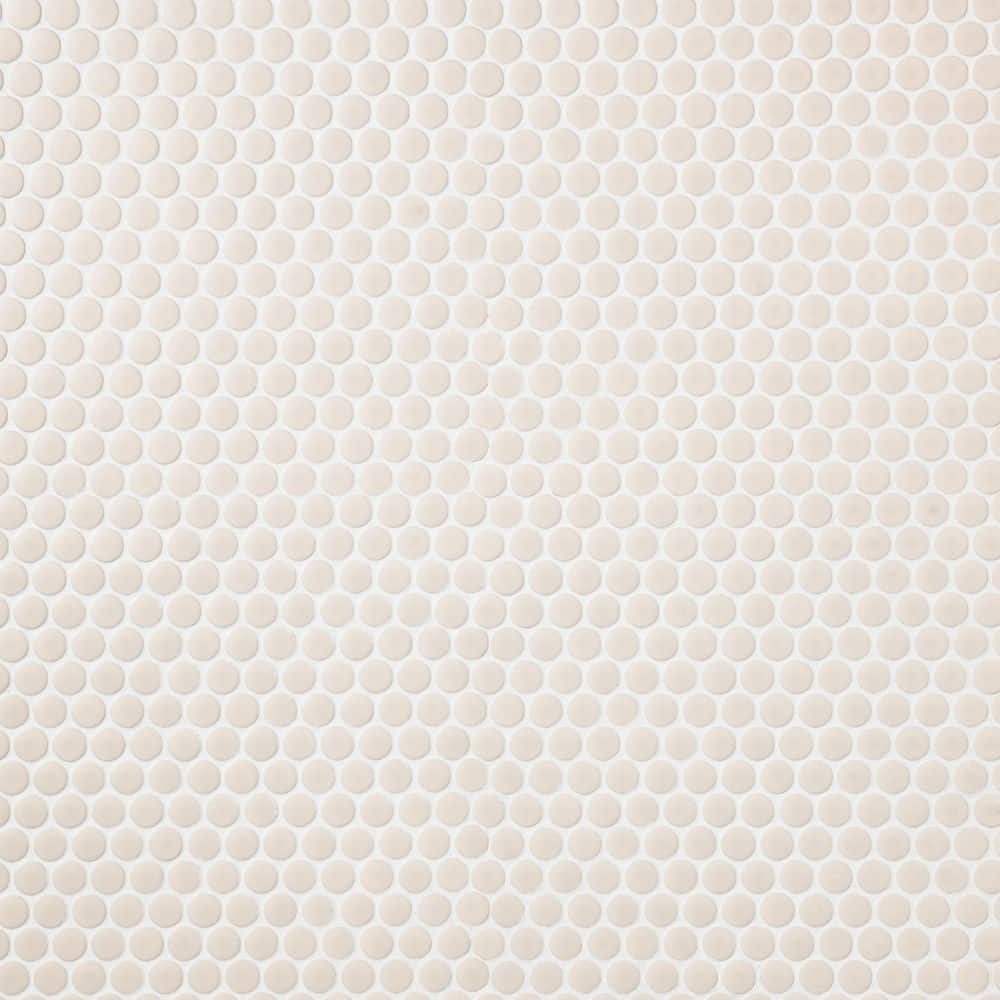 Caraco White Matte 4 in. x 4 in. Matte Porcelain Penny Round Mosaic Floor and Wall Tile Sample price history on PriceWatchPro