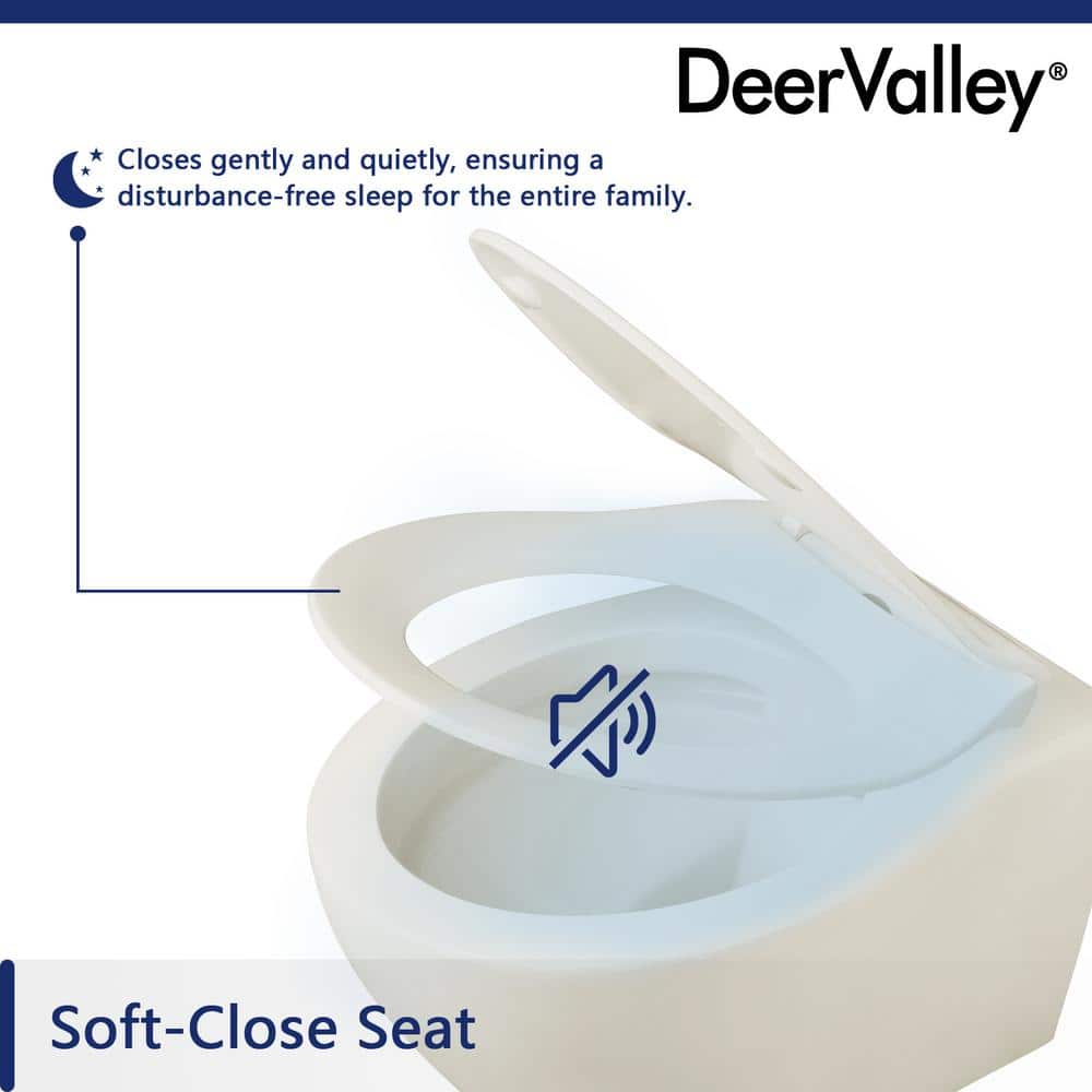 Beige Ceramic Wall-Hung Elongated Toilet with Slow-Close Seat