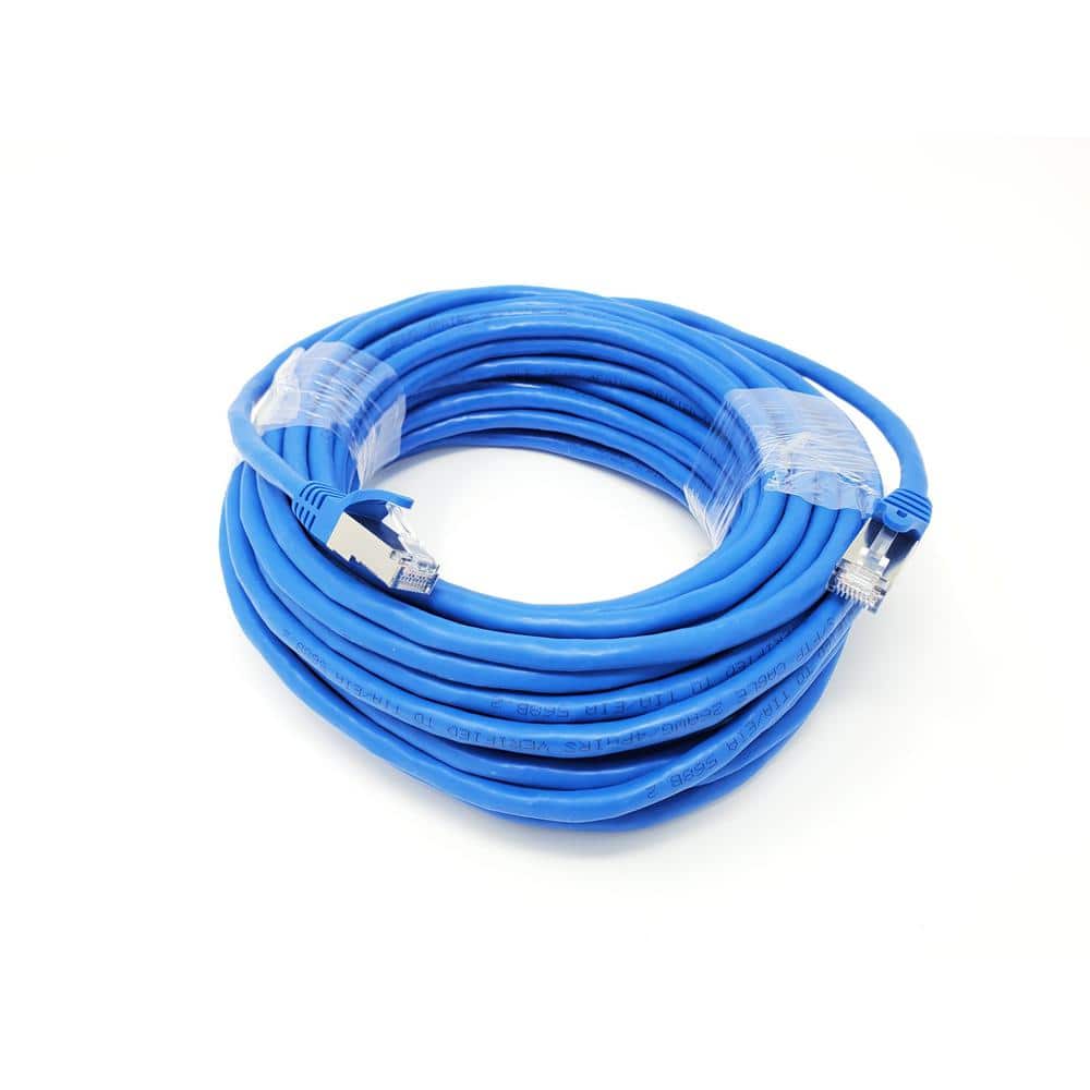 Micro Connectors, Inc 50 ft. CAT 7 SFTP 26AWG Shielded RJ45 Snagless Ethernet Blue E11-050BL - The Home Depot
