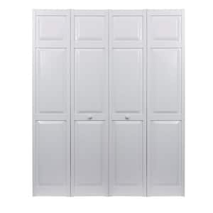 72 in. x 80 in. Seabrooke 6-Panel Raised Panel White Hollow Core PVC Vinyl Interior Bi-Fold Door