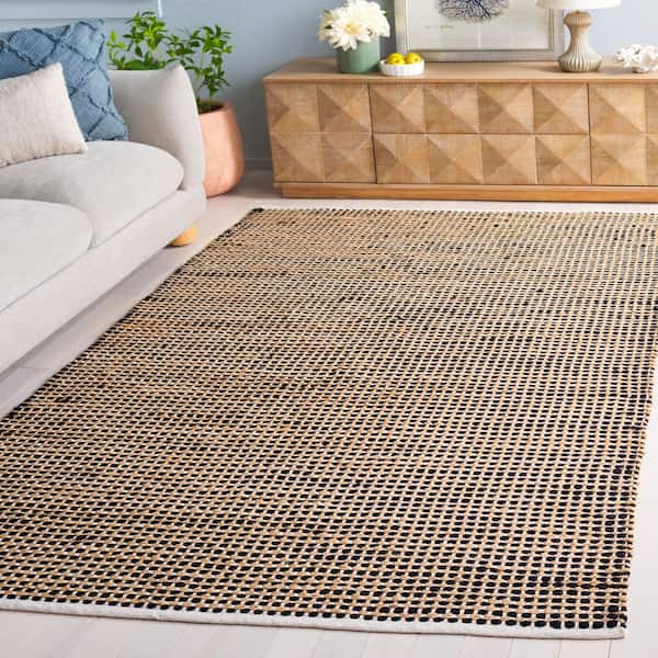 Cape Cod 3 ft. x 5 ft. Natural/Black Distressed Abstract Area Rug