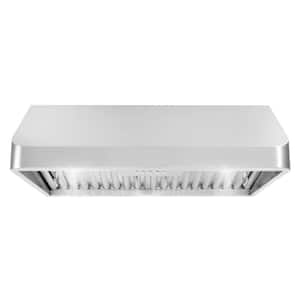 30 in. Ducted Under Cabinet Range Hood in Stainless Steel with Push Button Controls, LED Lighting and Permanent Filters