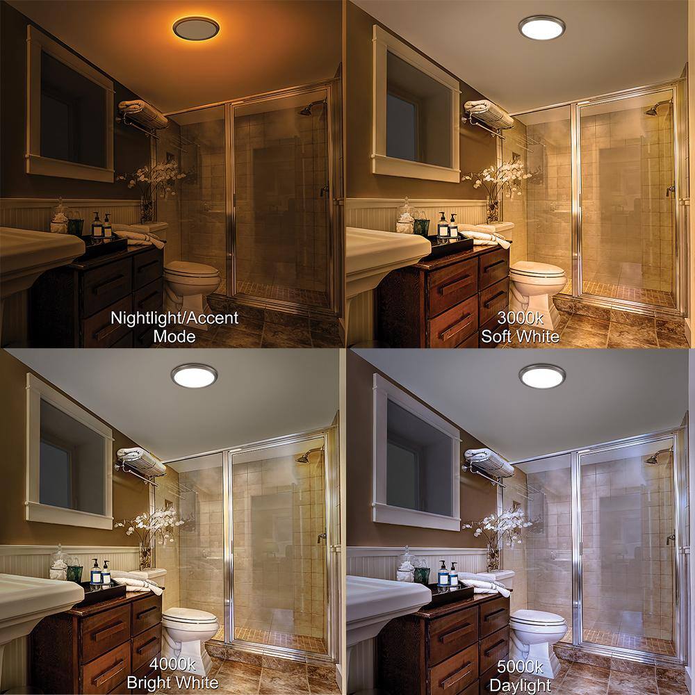11" Brushed Nickel LED Ceiling Light Fixture with Nightlight