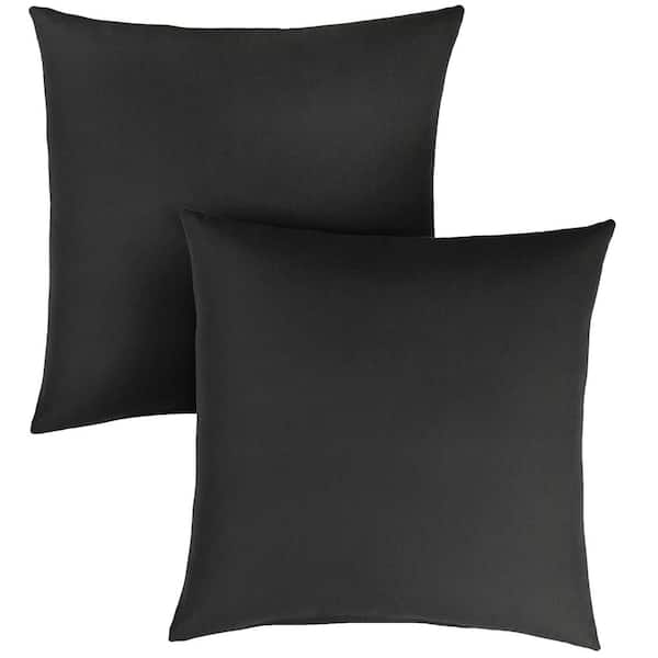 SORRA HOME Sunbrella Canvas Black Outdoor Knife Edge Throw Pillows (2-Pack)