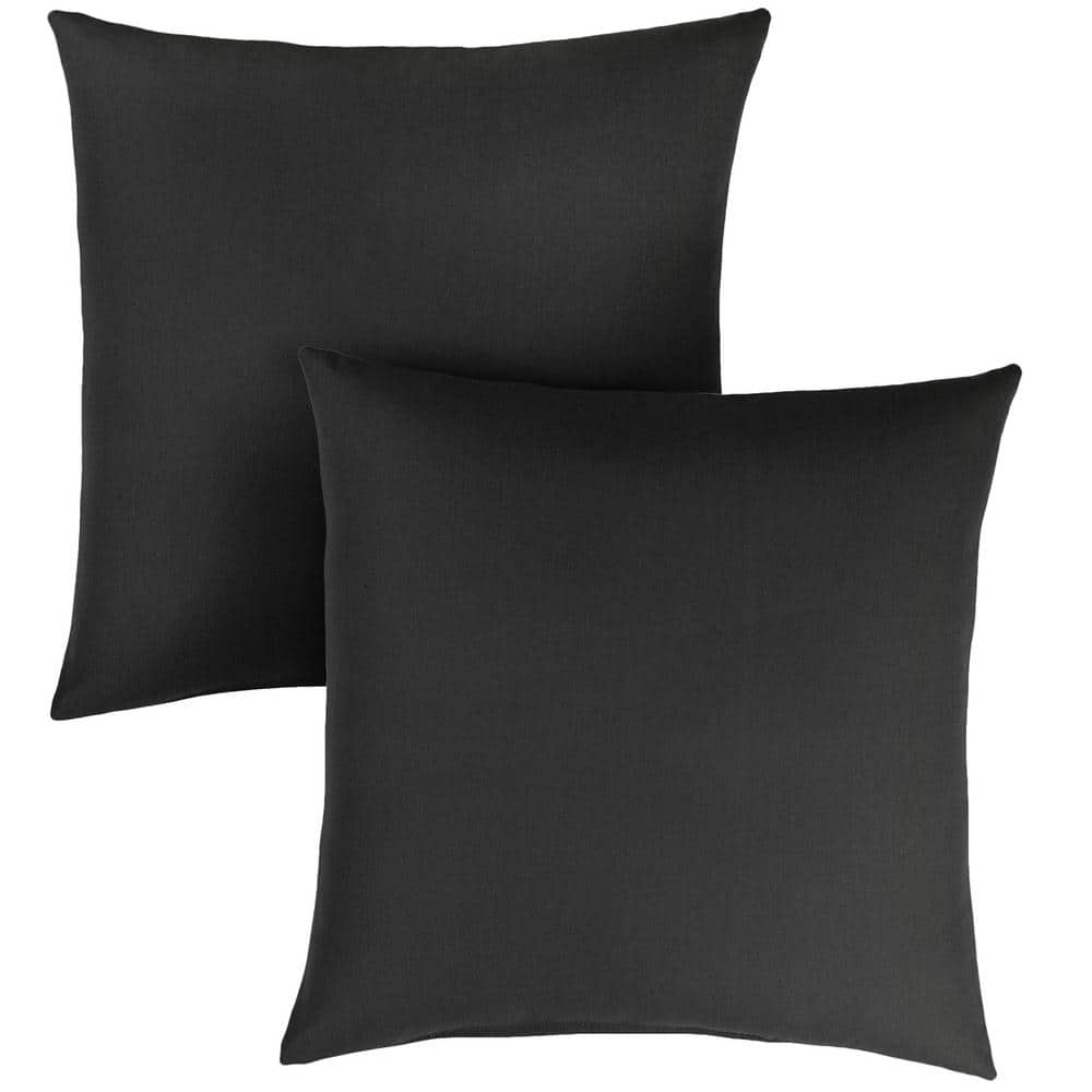 SORRA HOME Sunbrella Canvas Black Outdoor Knife Edge Throw Pillows (2 ...