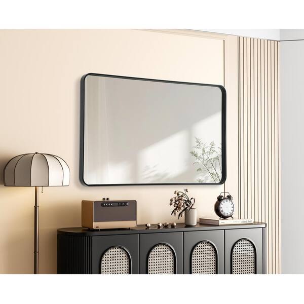 Timeless Home Black 30 in. W x 48 in. H Contour Wall Mirror