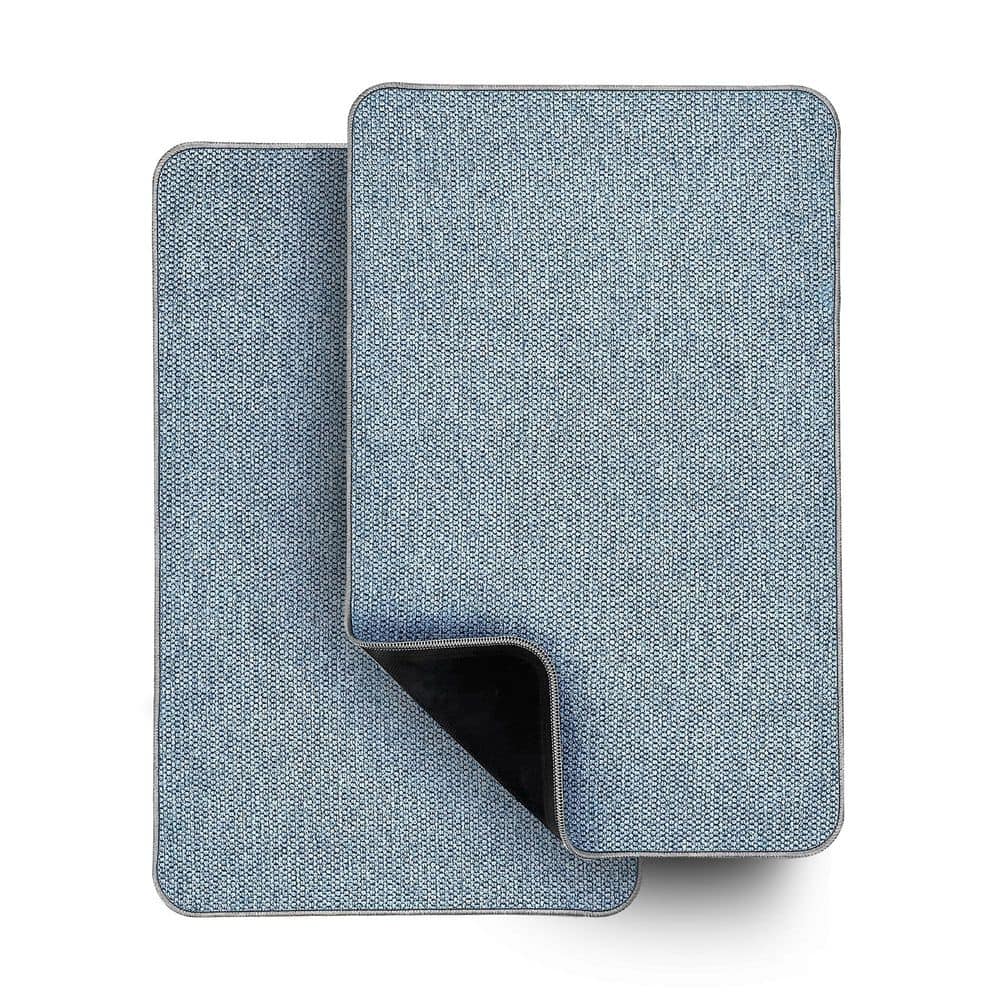 2-Pack 17 in. x 27 in. Non-Slip Rubber Bath Mat in Blue, Quick Dry Bath Rugs, Ultra Thin Bathroom Runner Rugs price history on PriceWatchPro