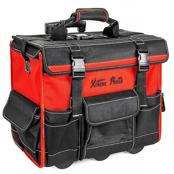 XtremepowerUS 11 in. x 18 in. Jobsite Rolling Tote Tool Bag Storage Organizer Backpack