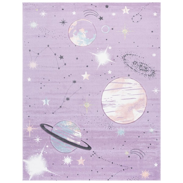 Carousel Kids 8 ft. x 10 ft. Purple/Orange Galaxy Area Rug