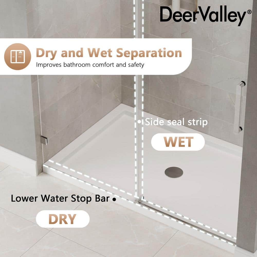Concord 60" Frameless Sliding Shower Door with Chrome Finish