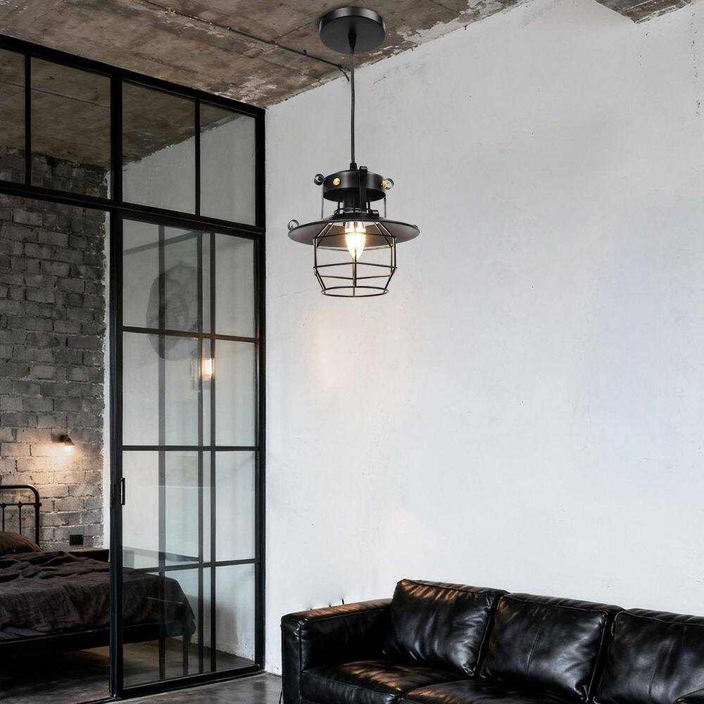 1-Light Black Retro Industrial Pendant Light with Metal Shade for Kitchen Island Bedroom Hallway, No Bulbs Included price history on PriceWatchPro