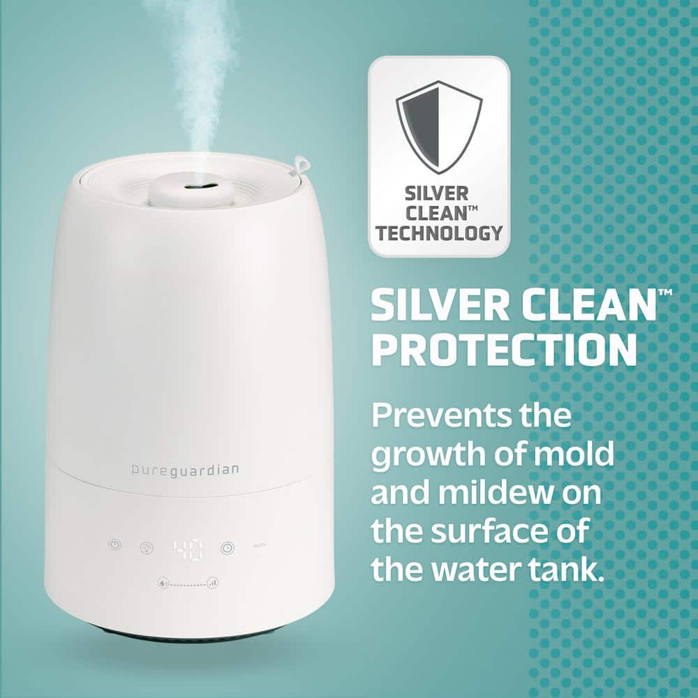 PureGuardian White Ultrasonic Cool Mist Humidifier with Humidistat
