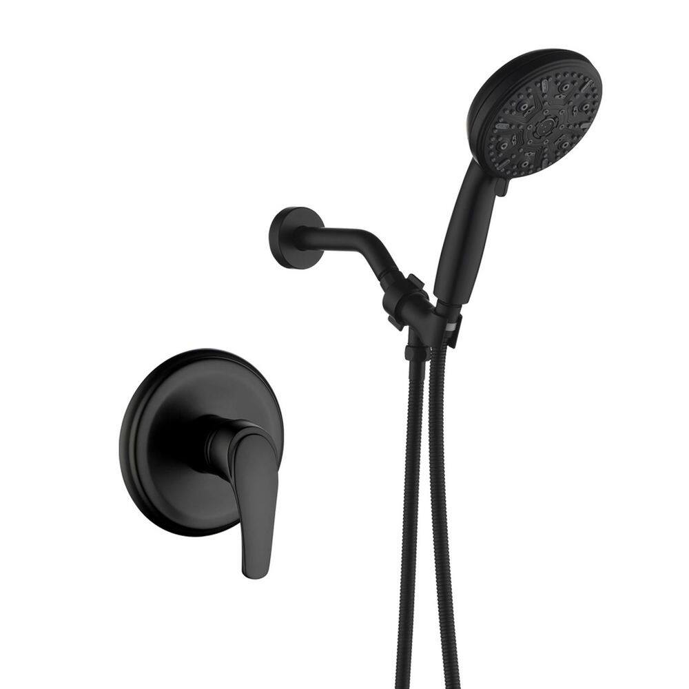 Rain Single Handle 10-Spray Shower Faucet Handheld Combo with Valve 1.8 GPM Adjustable shower Head in Black price history on PriceWatchPro
