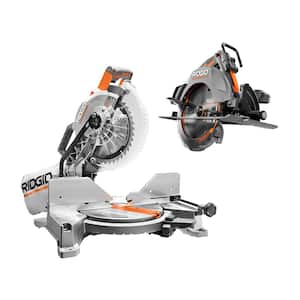 15 Amp Corded 10 in. Dual Bevel Miter Saw with LED Cutline Indicator w/ 18V  Brushless Cordless Circular Saw (Tool Only)