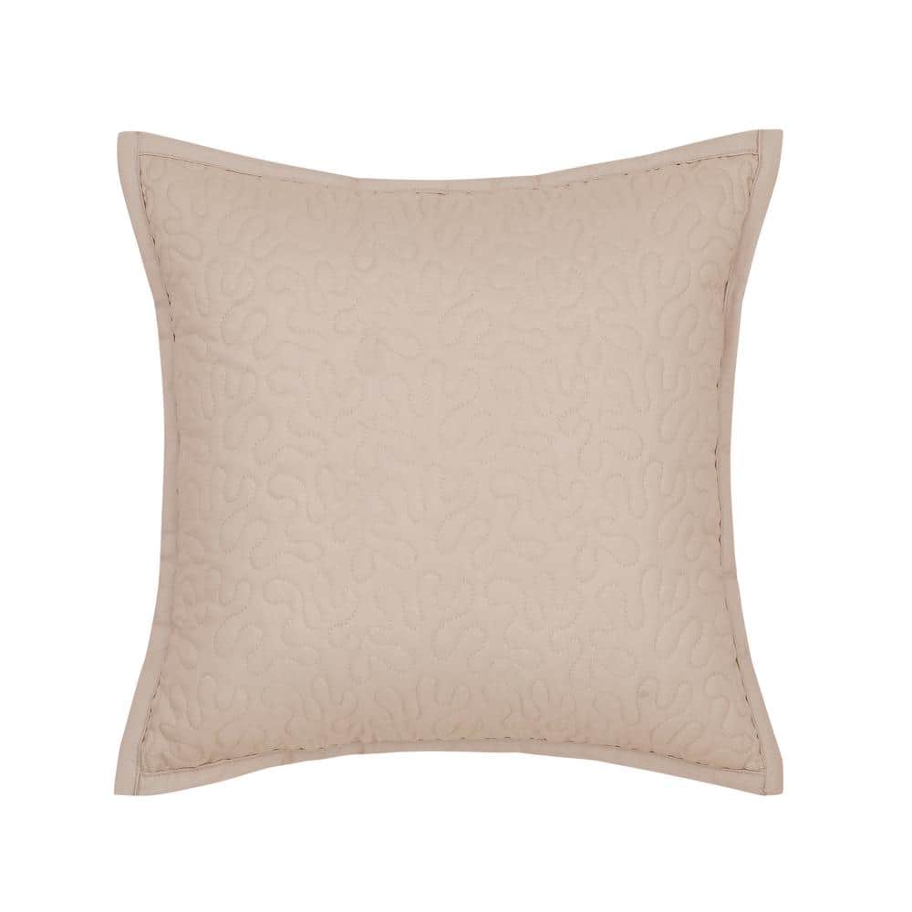 Ridgewood Rose Polyester Leaf 16 in. Square Quilted Decorative Throw Pillow