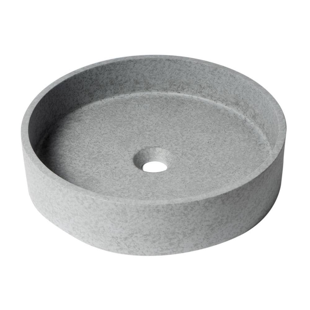 Gray Matte Circular Ceramic Bathroom Sink, 20-inch